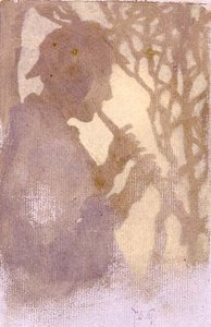 Un habitante del bosque, o tocando la flauta al País de Nunca Jamás de Thomas Cooper Gotch