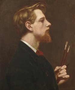 Autorretrato con dos pinceles cuadrados