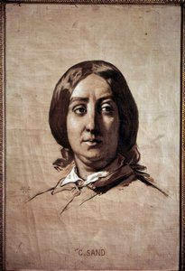 Retrato de Georges Sand (1804-1876) (Aurore Dupin, Baronesa Dudevant) escritora francesa de Thomas Couture