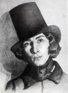Retrato de Maurice Sand (1823-1889), hijo de George Sand, 21 años - Dibujo sin fecha de Thomas Couture (1815-1879) - este dibujo fue considerado durante mucho tiempo como el de su madre George Sand de Thomas Couture