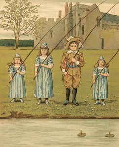 Vida hogareña: Niños pescando en el río de Thomas Crane