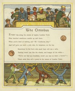 Pasajeros viajando en el ómnibus mientras los niños hacen volteretas en la calle de Thomas Crane