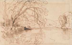 Un árbol sobre un río de Thomas Creswick