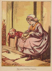 The poor Bobbin-Weaver (grabado en color) de Thomas Dalziel