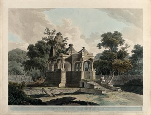 Un antiguo templo hindú, en el fuerte de Rotas, Bahar de Thomas Daniell