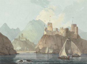 Vista este de los fuertes Jellali y Merani, Muskat de Thomas Daniell