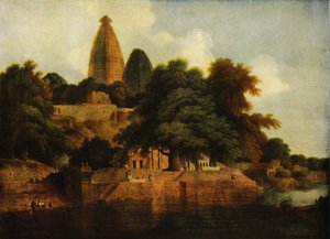Templo hindú en Bindrabund en el Jumna de Thomas Daniell