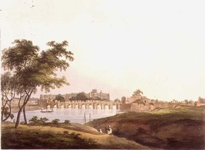 El Puente en Juonpore, Bengala, grabado por H. Merke publicado por Edward Orme 1804 de Thomas Daniell