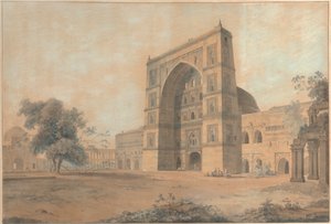 La mezquita de Juanpore construida por el sultán Hussain Sherki | Tomada en diciembre de 1789 de Thomas Daniell