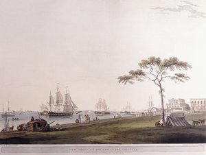 Vista tomada en la explanada, Calcuta, 1797 de Thomas Daniell