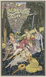 Ilustración para El Decamerón de Boccaccio (litografía en color)