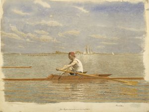 John Biglin en un scull individual, ca. 1873 de Thomas Eakins