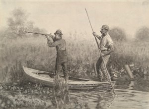 Estudio para tiro sobre raíles desde un despeje de Thomas Eakins