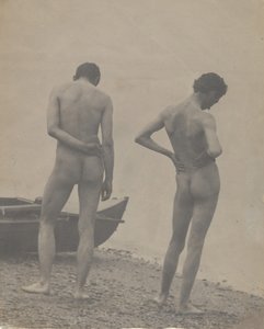 Thomas Eakins y John Laurie Wallace en una playa, ca. 1883