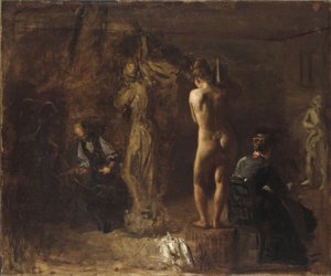 William Rush tallando su figura alegórica del río Schuylkill, 1876