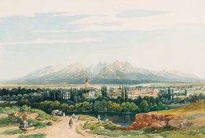 Castillo de Lomnitz y las montañas Tatra en Hungría de Thomas Ender
