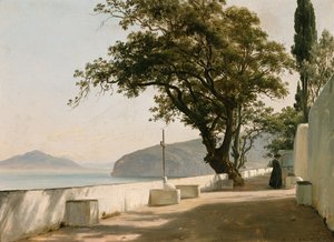 Terraza con roble de piedra, Sorrento de Thomas Fearnley