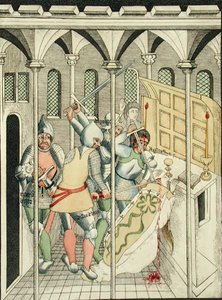 El asesinato de Santo Tomás de Becket (c.1118-70) en Canterbury, desde la Capilla de la Trinidad en Stratford Upon Avon de Thomas Fisher Hoxton