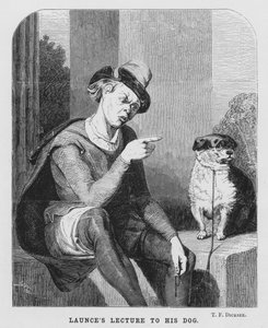 La conferencia de Launce a su perro, Dos caballeros de Verona (grabado) de Thomas Francis (after) Dicksee