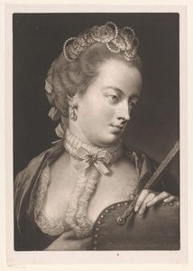 Mujer con cuello de encaje, diadema y abanico Hombre girado a la izquierda, y busto, mano debajo de la barbilla. Cabezas de tamaño natural (título de la serie) Cabezas de tamaño natural (título de la serie) de Thomas Frye