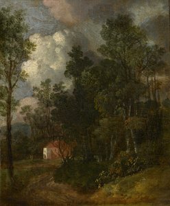 Paisaje boscoso con figuras junto a una casa, c.1752