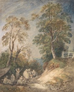 Camino rural con gitanos descansando de Thomas Gainsborough
