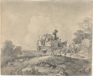 Pastor con terneros en un carro de campo de Thomas Gainsborough