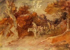 Figuras y caballos en un camino rural, mediados-finales del siglo XVIII de Thomas Gainsborough