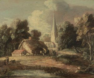 Paisaje con casa de campo e iglesia de Thomas Gainsborough