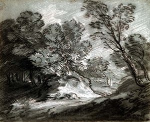 No.0975 Paisaje boscoso con una montaña distante de Thomas Gainsborough