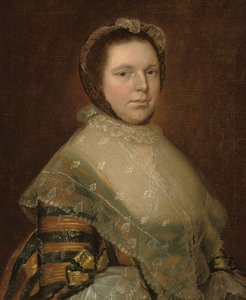 Retrato de Elizabeth Prowse, medio cuerpo, con un vestido azul y dorado de Thomas Gainsborough