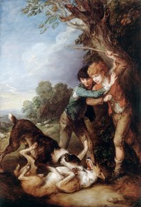 Dos pastores con perros peleando (óleo sobre lienzo) de Thomas Gainsborough
