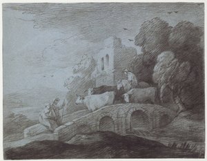 Paisaje Boscoso con Pastor Conduciendo Ganado de Thomas Gainsborough