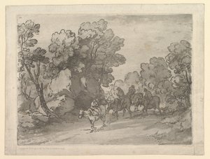 Paisaje boscoso con jinetes, 1 de agosto de 1797 de Thomas Gainsborough