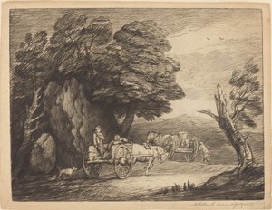Paisaje Boscoso con Dos Carros de Campo y Figuras de Thomas Gainsborough