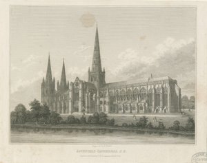 Catedral de Lichfield - Vista Sureste: grabado, nd [c 1833] de Thomas George Lomax
