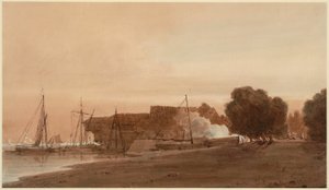 Un astillero en la desembocadura de un estuario de Thomas Girtin