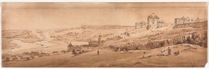 Una selección de veinte de las vistas más pintorescas de París: Vista desde la terraza del palacio en St. Germain-en-Laye, el acueducto de Marli visto a lo lejos de Thomas Girtin