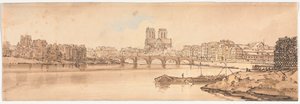 Vista del Puente de la Tournelle y Notre Dame tomada desde el Arsenal de Thomas Girtin