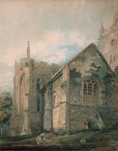 La antigua casa de osarios, Iglesia de la Santísima Trinidad, Stratford-upon-Avon, siglo XVIII de Thomas Girtin