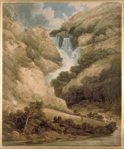 La garganta de Wathenlath con las cataratas de Lodore, Derwentwater, c1801 de Thomas Girtin