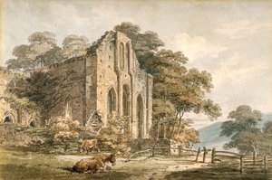 Abadía de Valle Crucis, Denbighshire, Gales del Norte (acuarela sobre lápiz sobre papel blanco) de Thomas Girtin