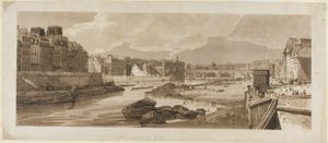 Vista de la Ciudad con el Louvre, etc., tomada desde el Pont Marie, de Una Selección de Veinte de las Vistas Más Pintorescas de París de Thomas Girtin