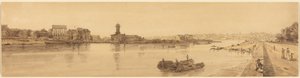 Vista del pueblo de Chaillot desde el Pont de la Concorde: lámina 17 de Thomas Girtin