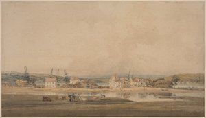 Pueblo junto a un estuario en Devon de Thomas Girtin
