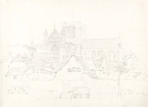 Catedral de Winchester, desde el noreste, c.1795