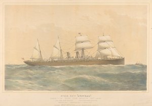 Barco de vapor Austral perteneciente a la Orient Steam Navigation Company Limited, c.1868-74 (litografía coloreada) de Thomas Goldsworth Dutton