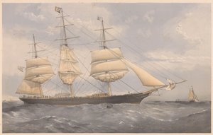 The Clipper Ship Norman Court, c.1868-74 (litografía coloreada, grafito) de Thomas Goldsworth Dutton
