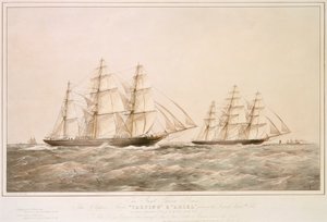 La Gran Regata de China: los barcos Clipper "Taeping" y "Ariel" pasan por Lizard el 6 de septiembre de 1866 en su viaje de regreso desde Foo-Chow-Foo. de Thomas Goldsworth Dutton