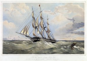 El velero de la línea New York (Estados Unidos) Londres (Inglaterra), Southampton (capacidad 1600 toneladas). Litografía en color de Thomas Goldsworth Dutton (1819-1891) de Thomas Goldsworth Dutton